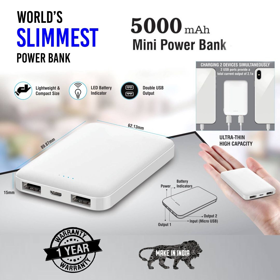 Mini 5 Portable 5000mAH Power Bank