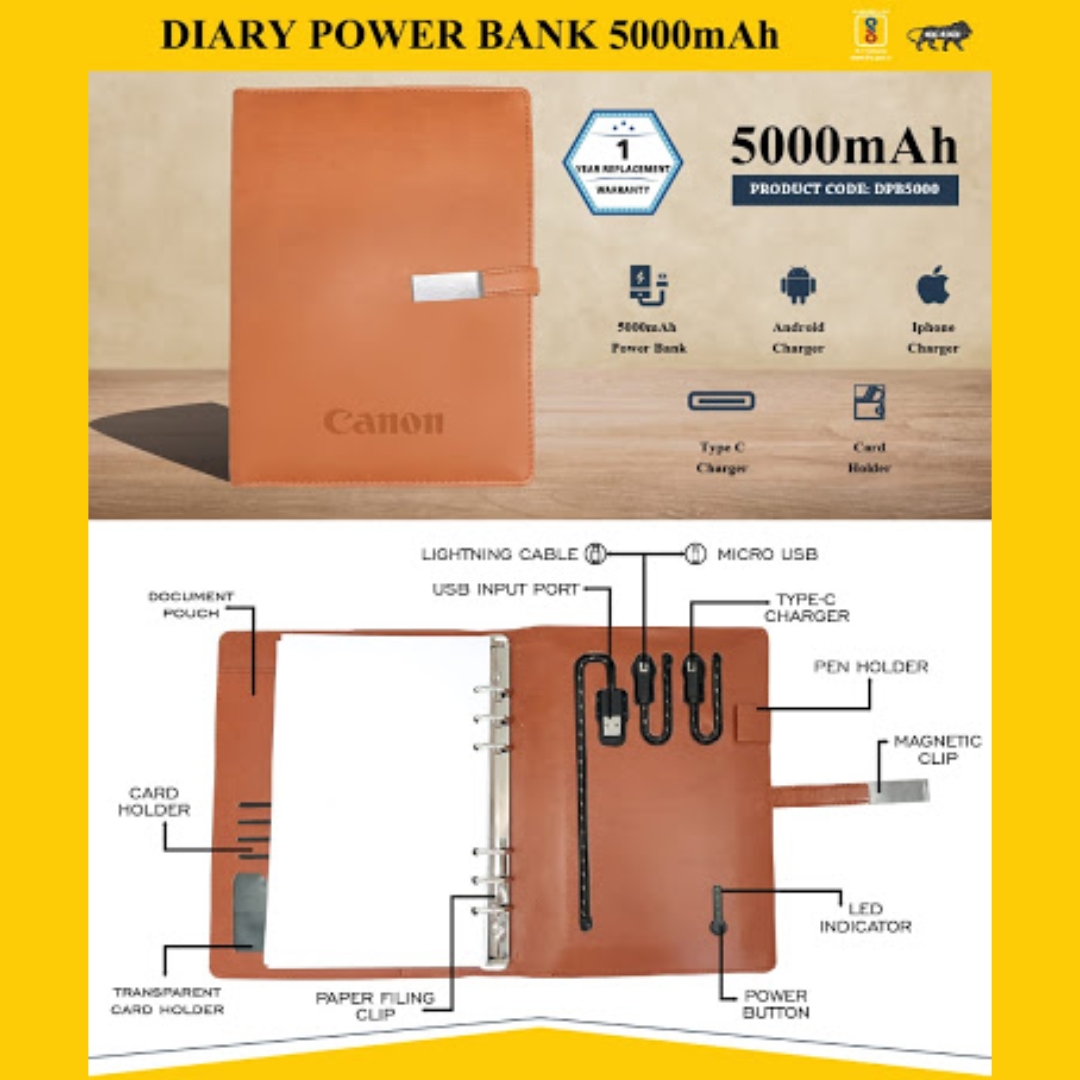 Diary Power Bank 5000mAH Diary Power Bank 5000mAH