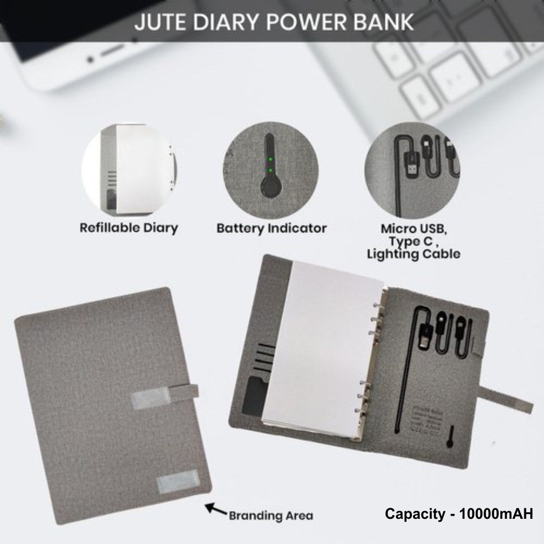 Jute Power Bank Diary 10000mAH Jute Power Bank Diary 10000mAH