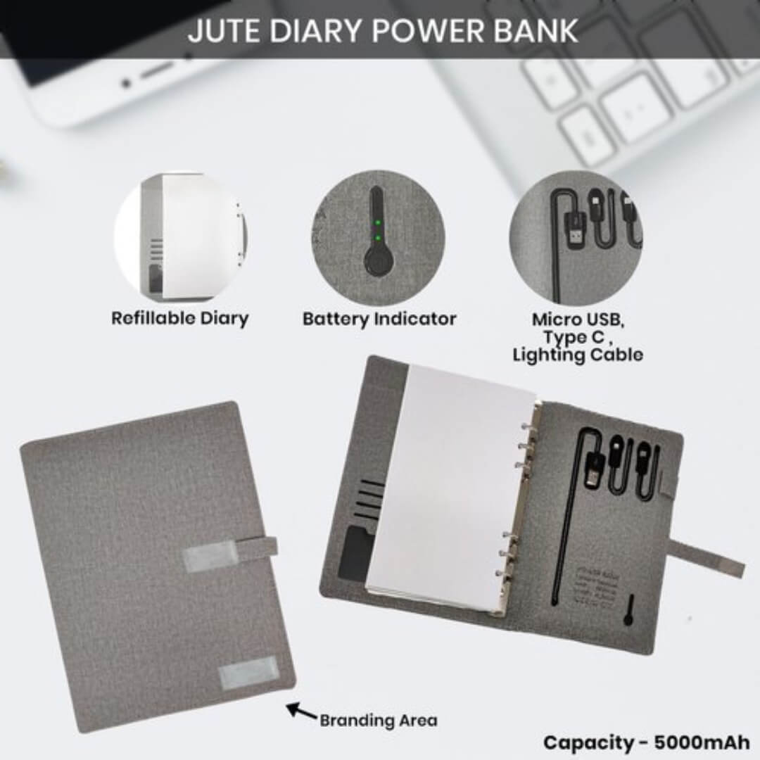 Jute Diary Power Bank 5000mAH Jute Diary Power Bank 5000mAH