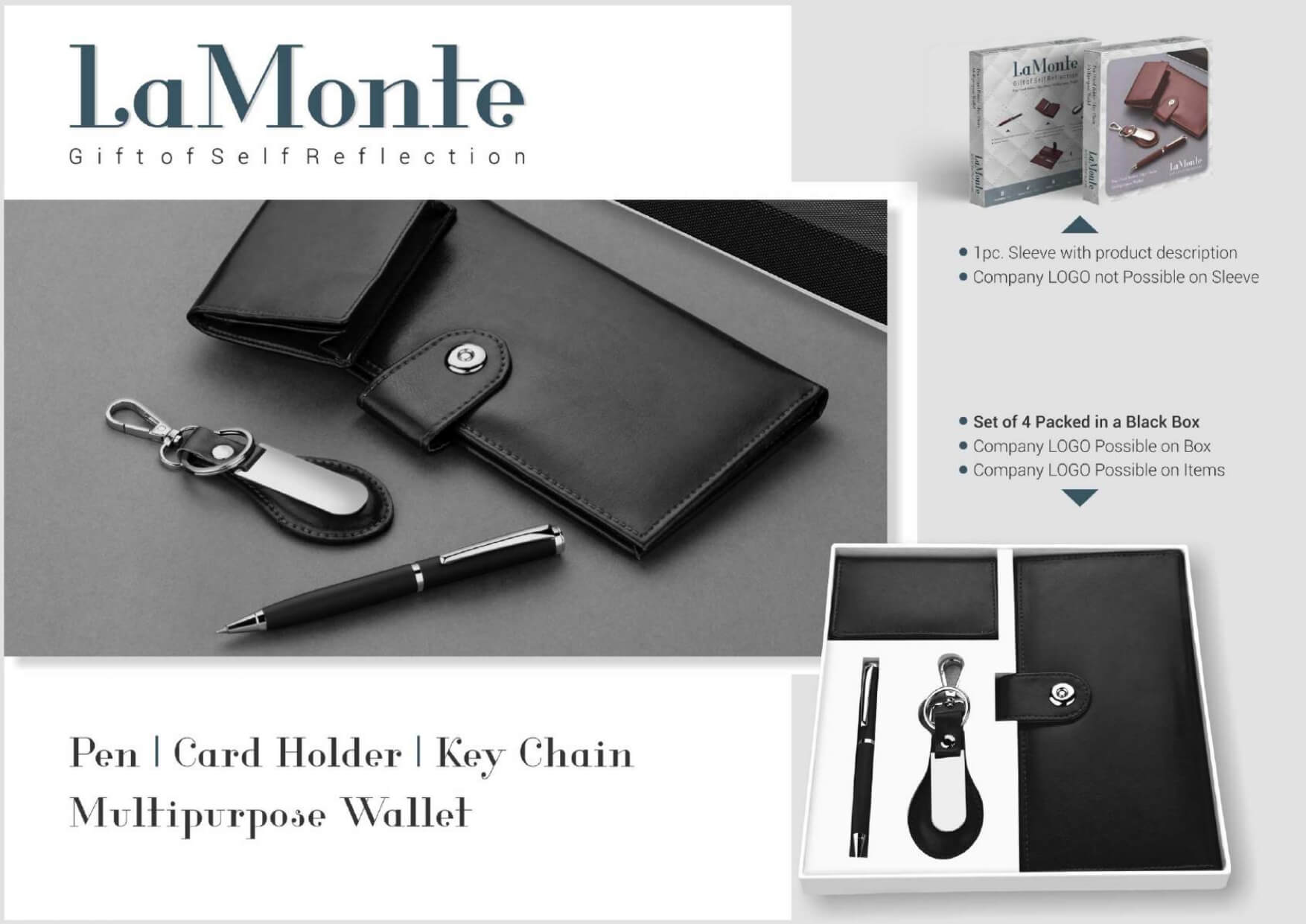 Multipurpose Wallet, Pen, Card Holder and Keychain Set Lamonte
