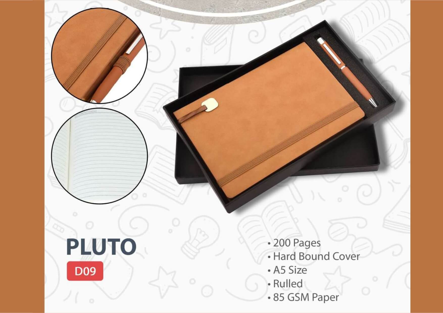 Brown Diary Pen Pluto Brown Diary Pen Pluto