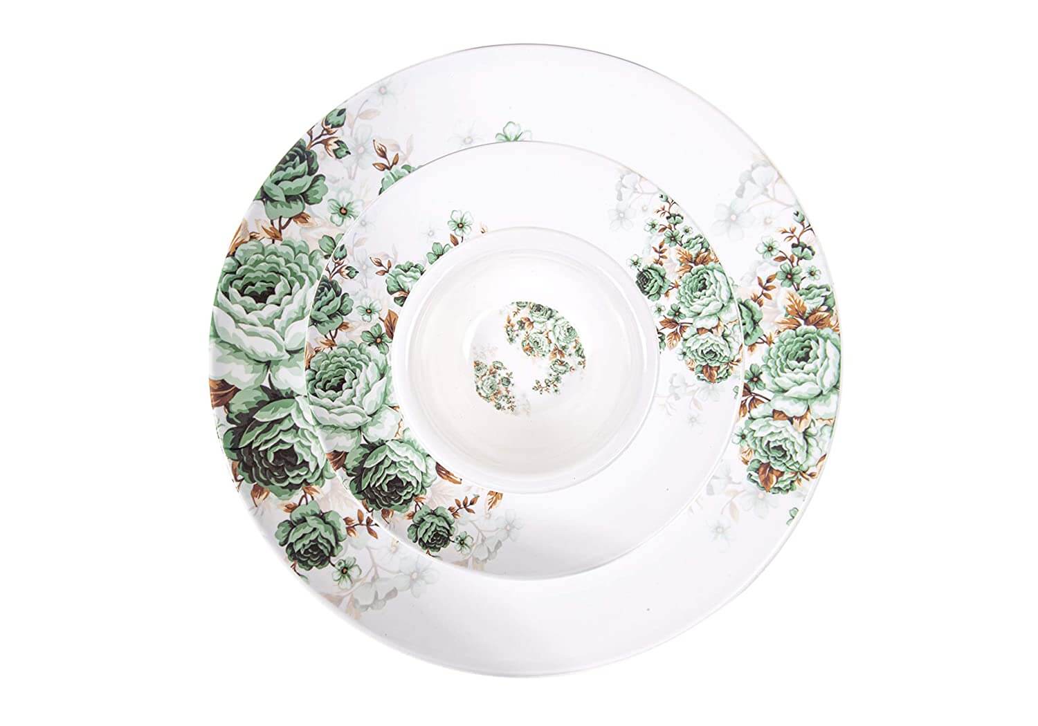 31 pcs Melamine Dinner Set (Green Tinted Rose) D-606