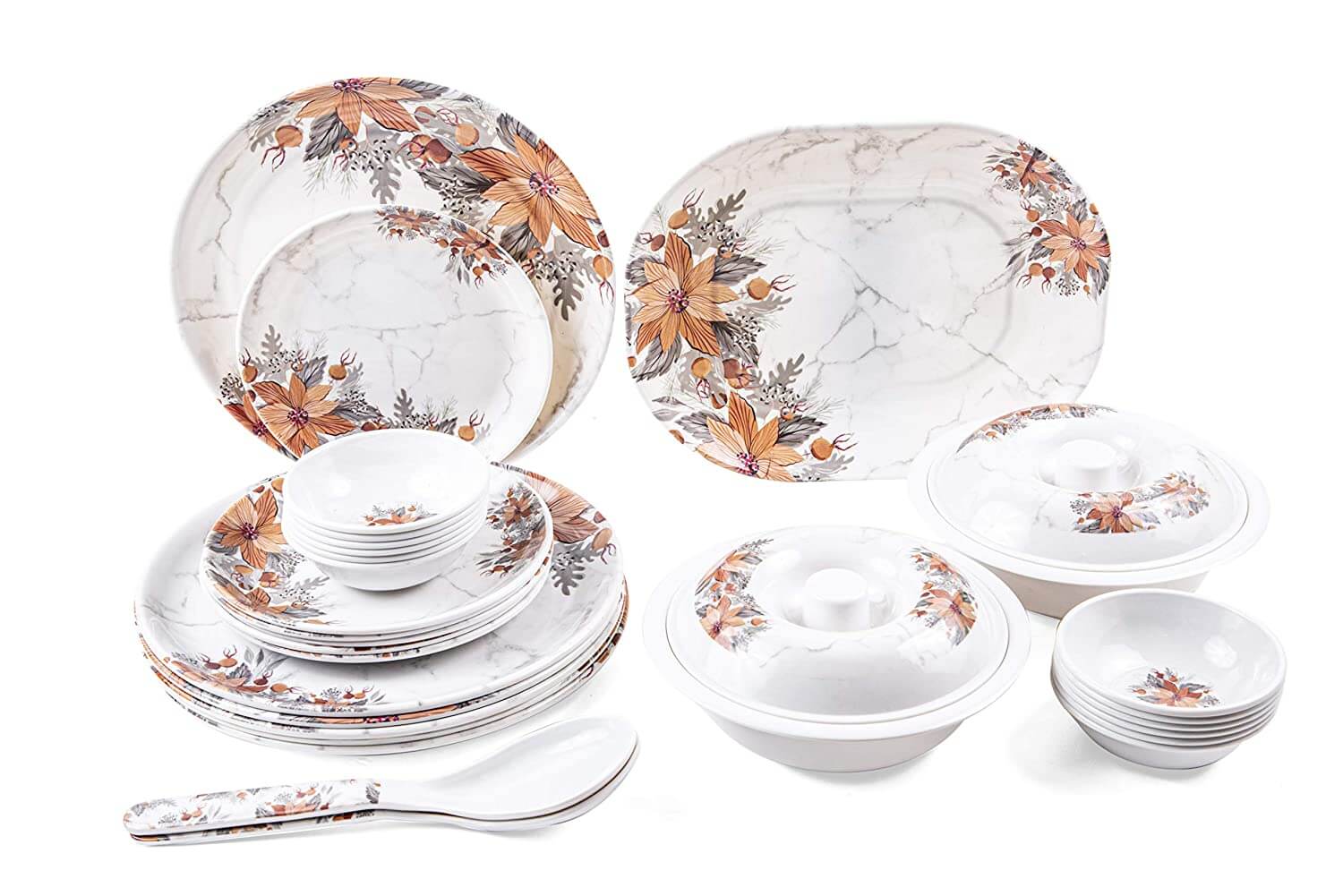 32 pcs Melamine Dinner Set (Marble Amber)
