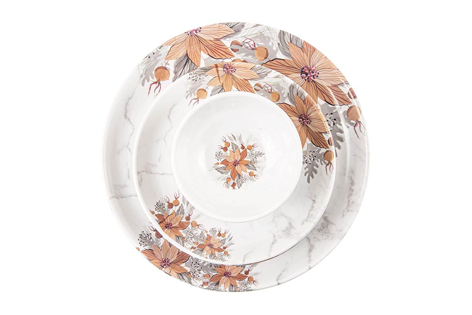 32 pcs Melamine Dinner Set (Marble Amber)