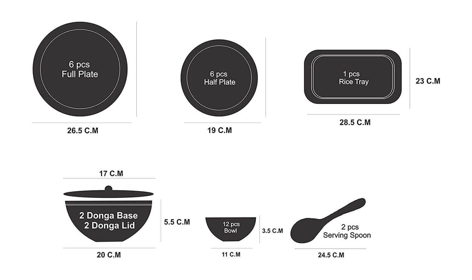 32 pcs Melamine Dinner Set (White Fairy)