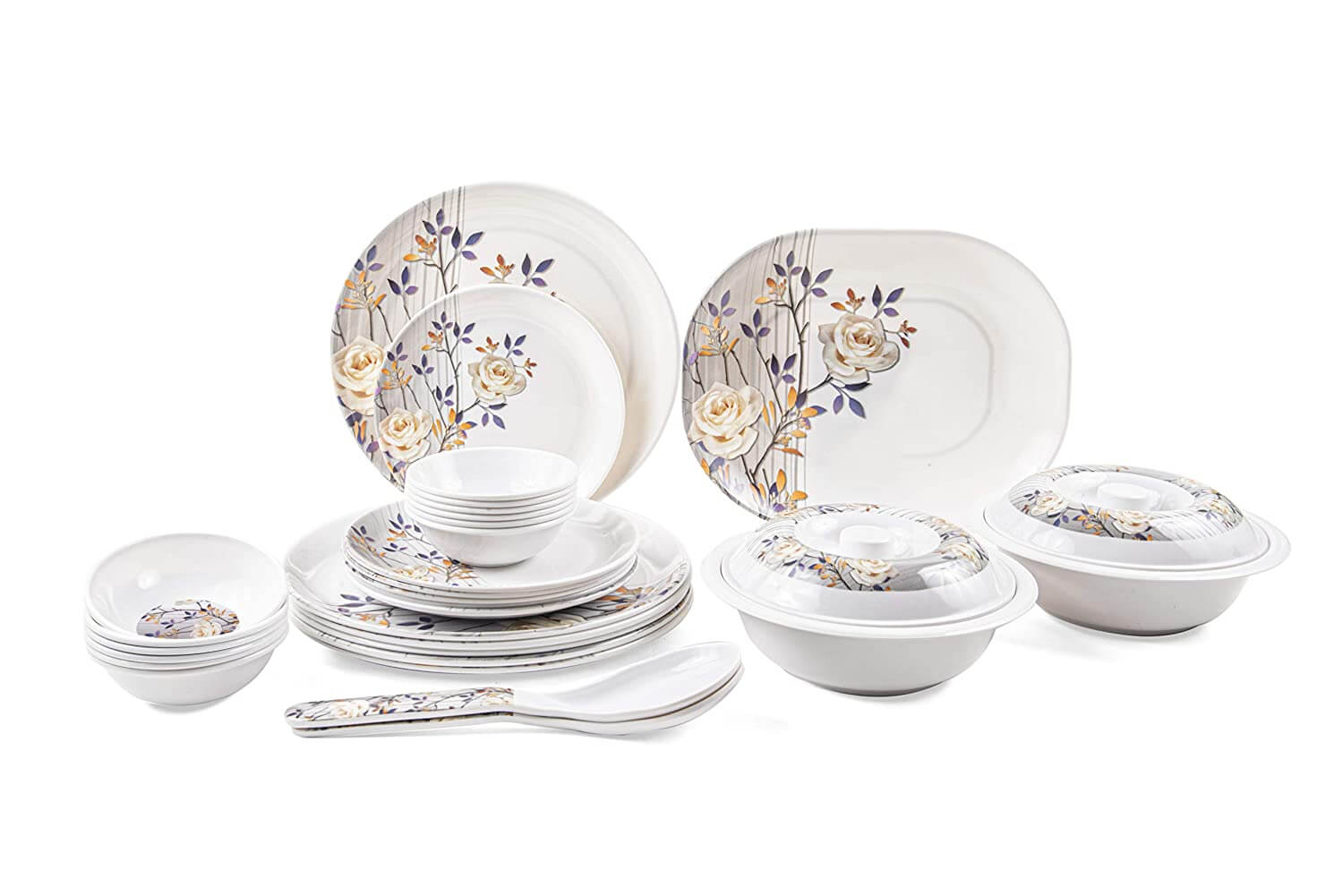 32 pcs Melamine Dinner Set (White Rose)