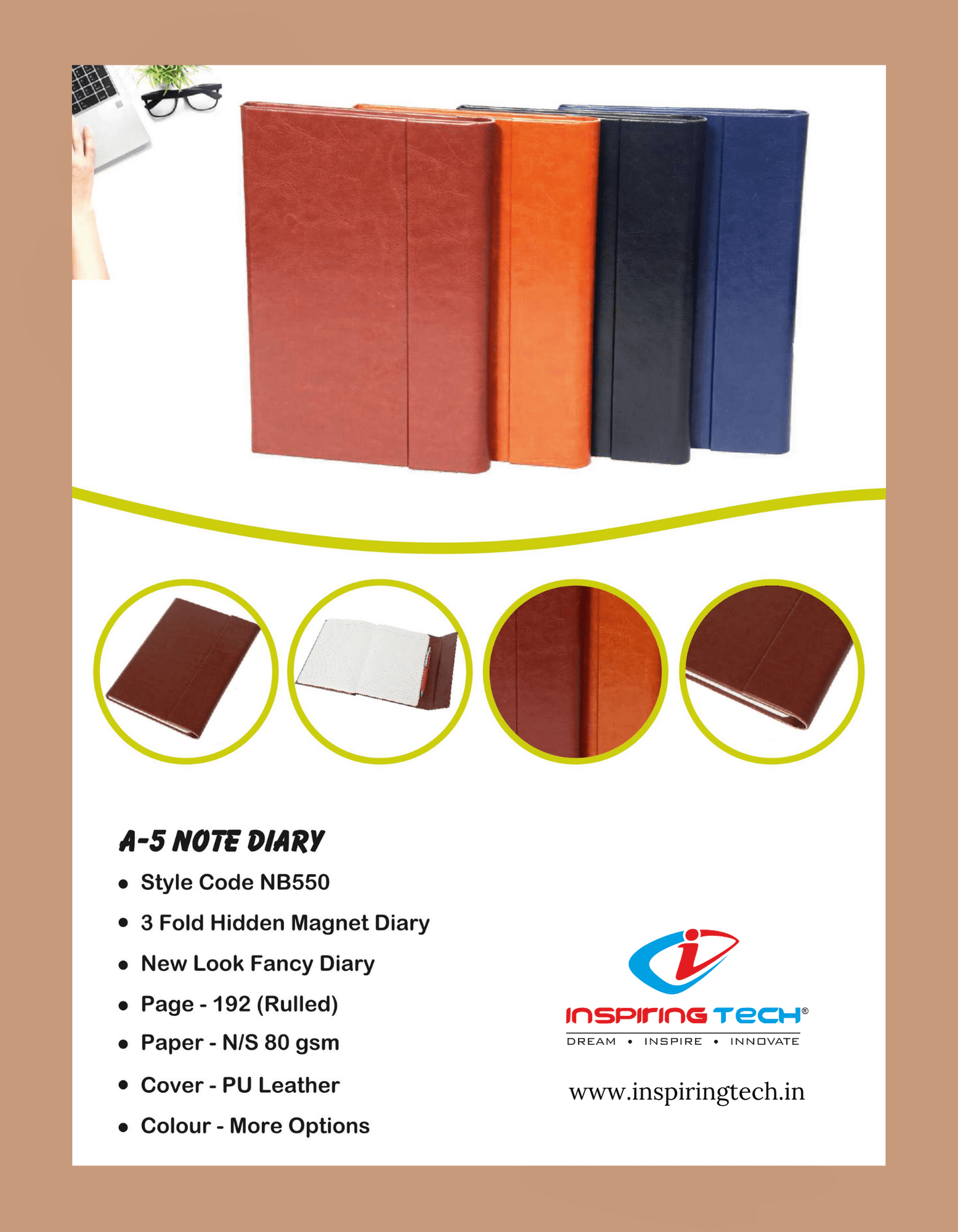 3 Fold Hidden Magnet Diary A5 Notebook Diary