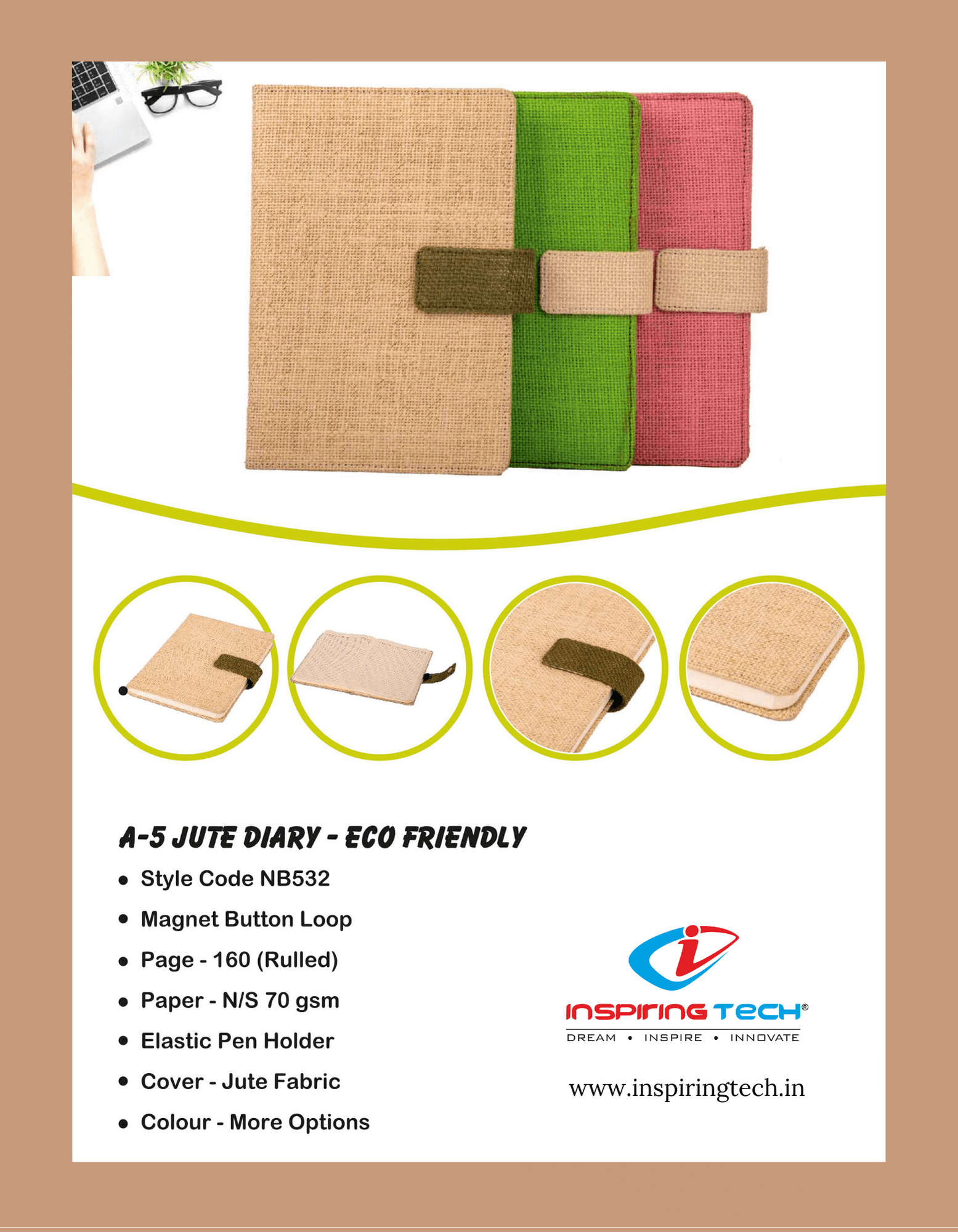 Jute Diary Eco Friendly A5 Jute Diary Eco Friendly A5