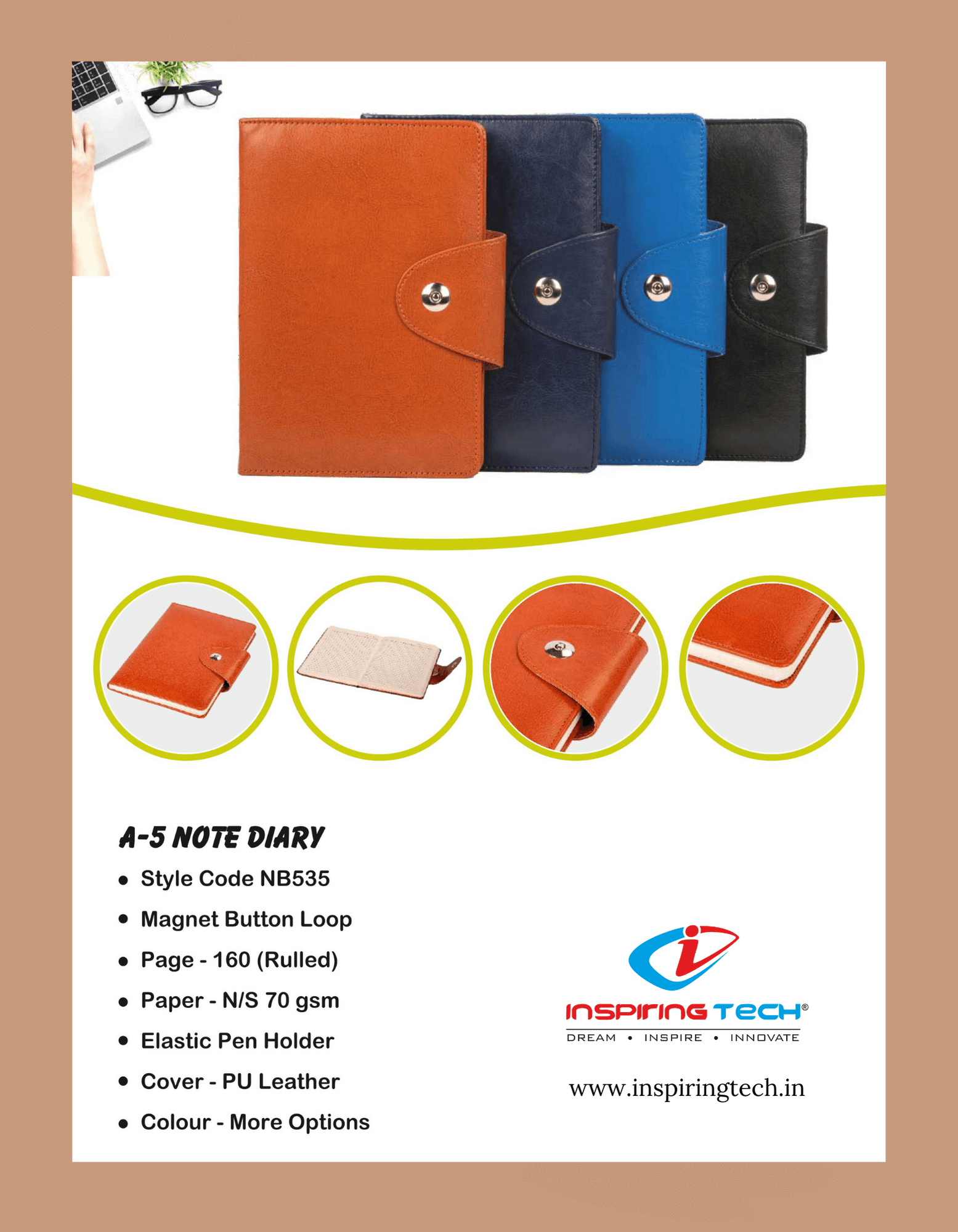 Magnet Button Loop A5 Notebook Diary