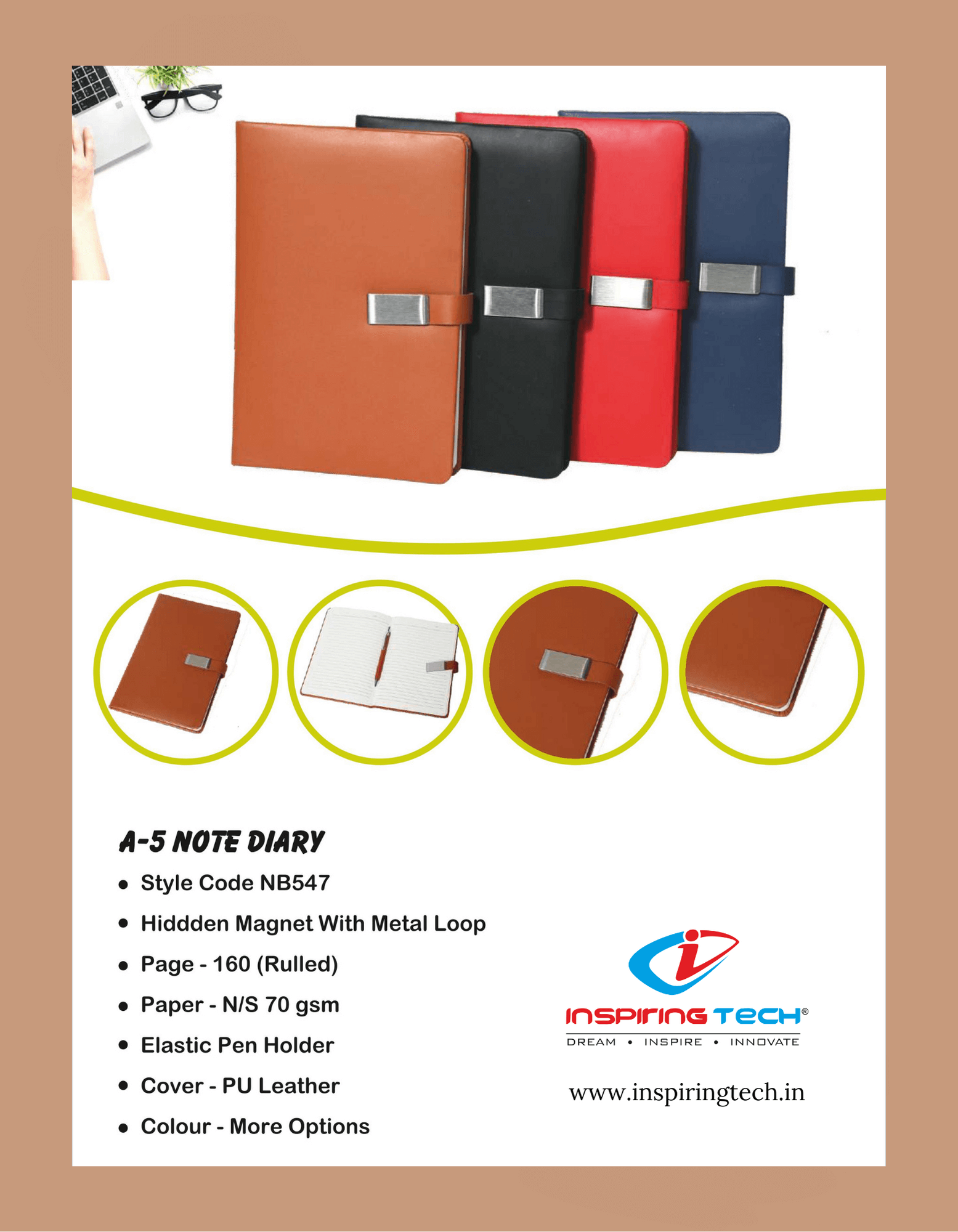 Metal Loop Diary A5 Notebook Diary