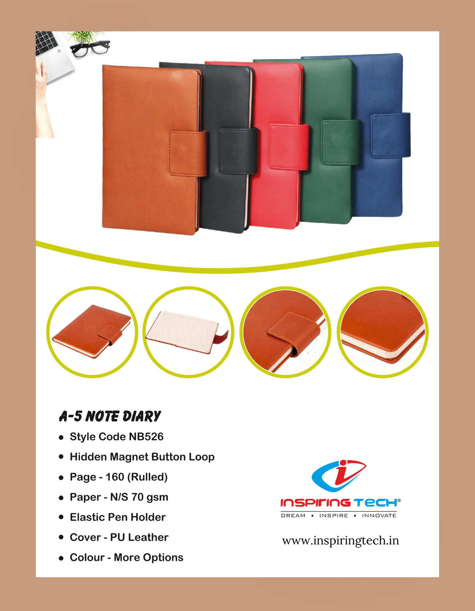 Notebook Diary Button Loop A5 Notebook Diary Button Loop A5